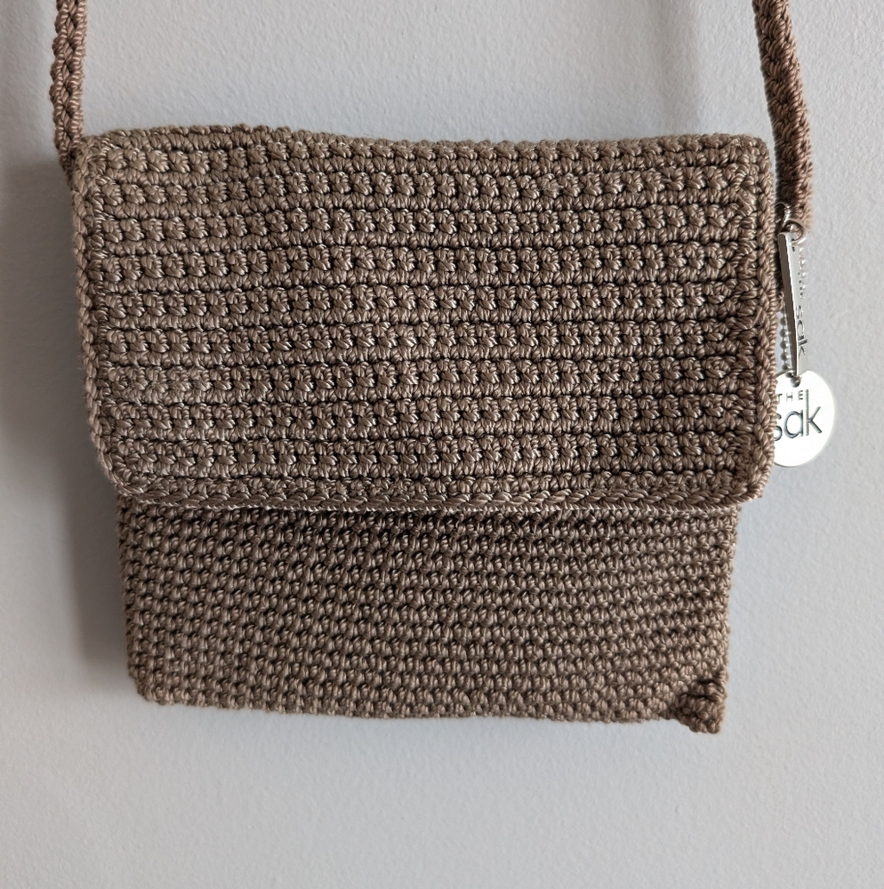The Sak | Small Beige Crochet Crossbody Bag, with Front Flat - Picture 12 of 16